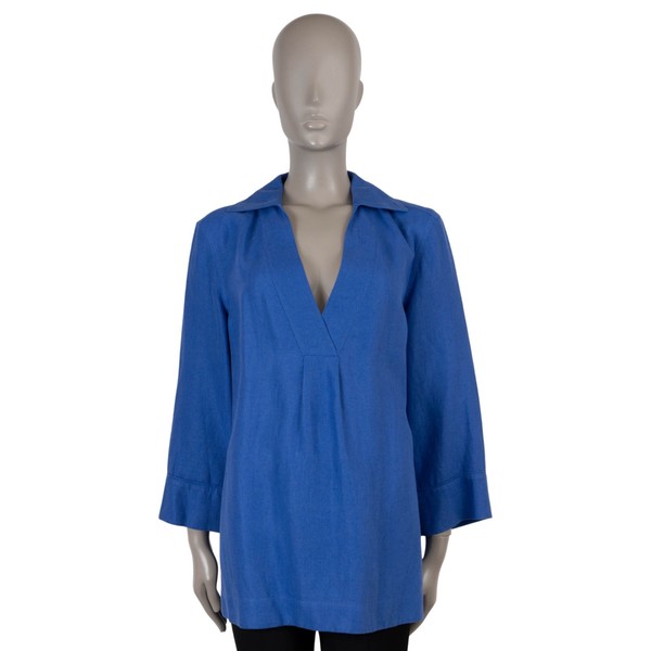 74269 Auth LORO PIANA royalblau Leinen 2023 SERENA TUNIKA Shirt 44 L