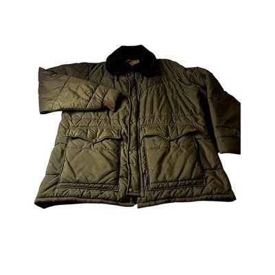 Walls Blizzard-Pruf Men Olive Green Quilted Insulated Parka Jacket 2XL TALL VTG