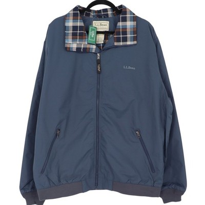 LL Bean Warm Up Jacket Mens XL Tall Carbon Navy Flannel Lined 