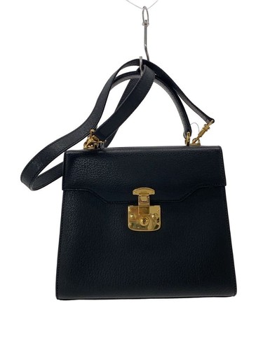 GUCCI Handbag Lady Lock BLK Plain Used