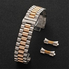Flat Curved Ends 12mm-22mm Metal Band Link Bracelet Stainless Steel Watch Strap