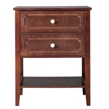 Wood Nightstand End Side Table with 2 Drawer for Living Room Bedroom