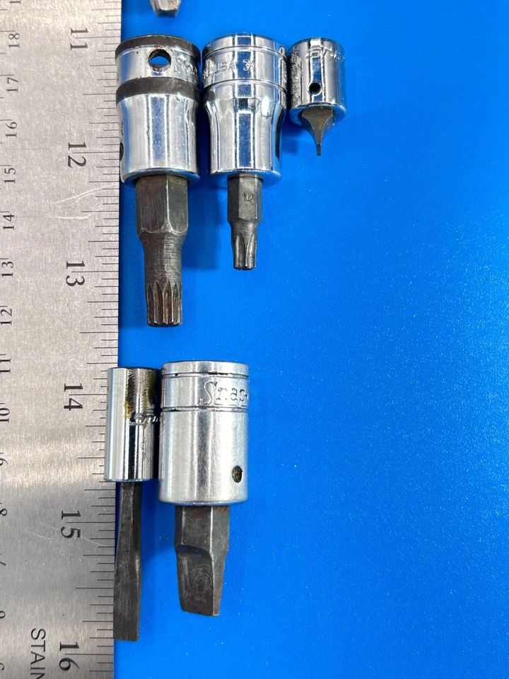 Snap-on Phillips Flathead Torx Bit Socket Set 1/4” 3/8” Drive 9 Pieces ...