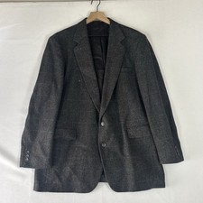 Vtg Imperial by Haggar Mens 44 Wool Blazer Gray Blue Herringbone Tweed USA Made