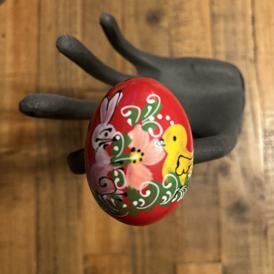 Handbemalter osteuropäischer Hase Volkskunst Holz Ei Ornament