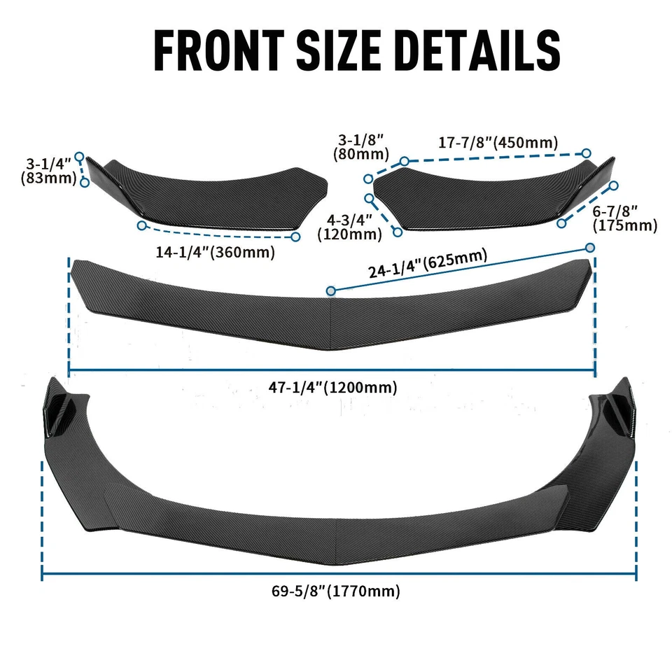 For Subaru Legacy 2009-2021 Carbon Fiber Front Bumper Lip Spoiler Splitter Kit Foto 2 de 4