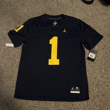 Michigan Wolverines Jordan Football Home Jersey 1 Blue Mens Medium AO9898-419