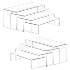 Acrylic Display Risers, 8 Pieces Clear Rectangular Tabletop Display Stand for...