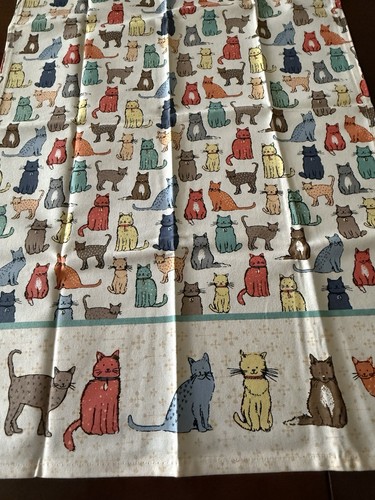 Vintage Ulster Weavers "Cat Walk" Küchentuch, bunte Mehrrassen-KATZEN mit Etikett - Bild 2 von 8