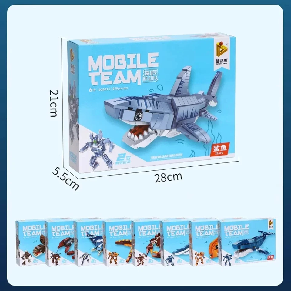 12 Marine Robots Building Blocks Shark/Crab/Lobster Transforming Toy for Kids 8+ - Image 4 of 4