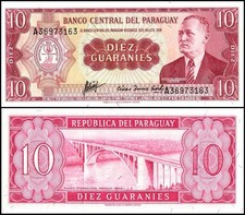 Paraguay 10 Guaranies, L.1952 (1963 ND), P-196b, UNC