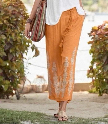 NWT Sundance ''Spice Route'' Embroidered Wide Leg Viscose Pants Sz M Gold $118