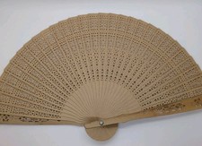 Vtg Oriental Intricate Carved Wooden Folding Hand Fan
