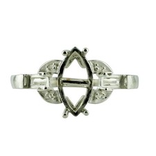 925 Sterling Silver 6x12mm Marquise Semi Mount Three-Stone Ring For Wedding Ring