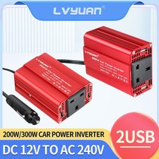 200W/300W Power Inverter 12V to 240V Car Converter 2USB Camping Laptop Rot