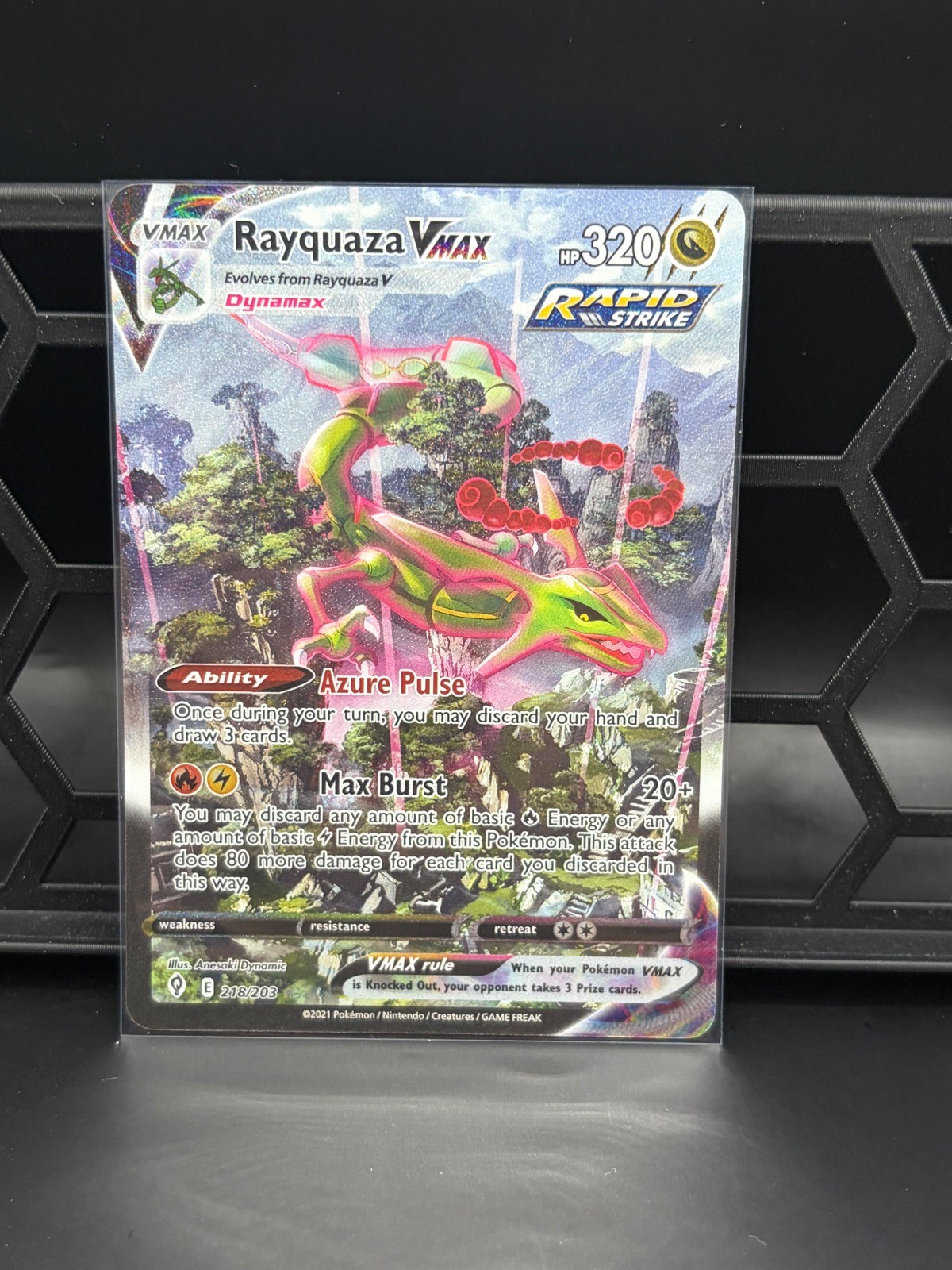 Rayquaza VMAX 218/203 Alternate Art Evolving Skies Pokemon Holo Near Mint