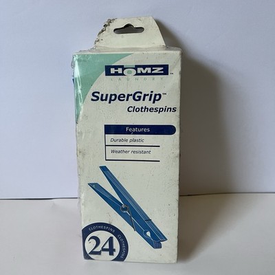 Vintage Plastic Clothespins 90s Homez Laundry SuperGrip 21 Count Red Yellow Blue