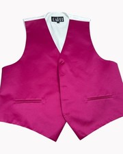 Cardi Collection Mens S Satin Vest Magenta White Adjustable Formal Wedding