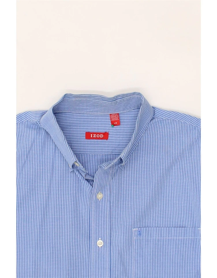Camisa IZOD Para Hombre Grande Azul Guinga Algodón CN57 Foto 3 de 3