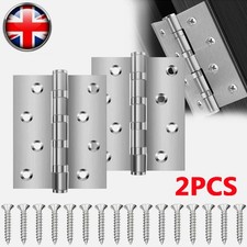 2Pcs Internal Door Hinges 4 Inch / 100mm Fire Rated Ball Bearing Hinge Screws UK