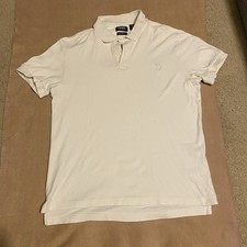 Chaps Natural Stretch Polo Shirt in White in Size Large Short Sleeve Cotton