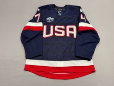 4 Nations Faceoff Team USA Jaccob Slavin Fanatics Authentic Pro MiC Jersey - 52