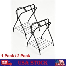 Folding Saddle Rack 1/2 Pack Freestanding Horse Saddle Stand with Storage Shelf