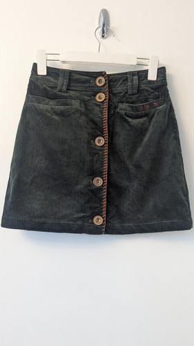 Joe Browns Emerald Green Cord Mini Skirt Size 8 Bold Stitching - Picture 1 of 9