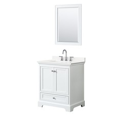 Wyndham Collection WCS202030S-QTZ-US3M24 Deborah 30" - White / White Quartz Top