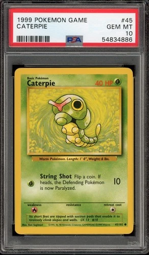 Pokemon Caterpie Base Set Unlimited 45/102 PSA 10 Gem Mint
