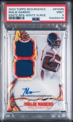 2024 Topps Resurgence Ignite Rookie Patch Auto Malik Nabers 31/125 PSA 9 POP 1