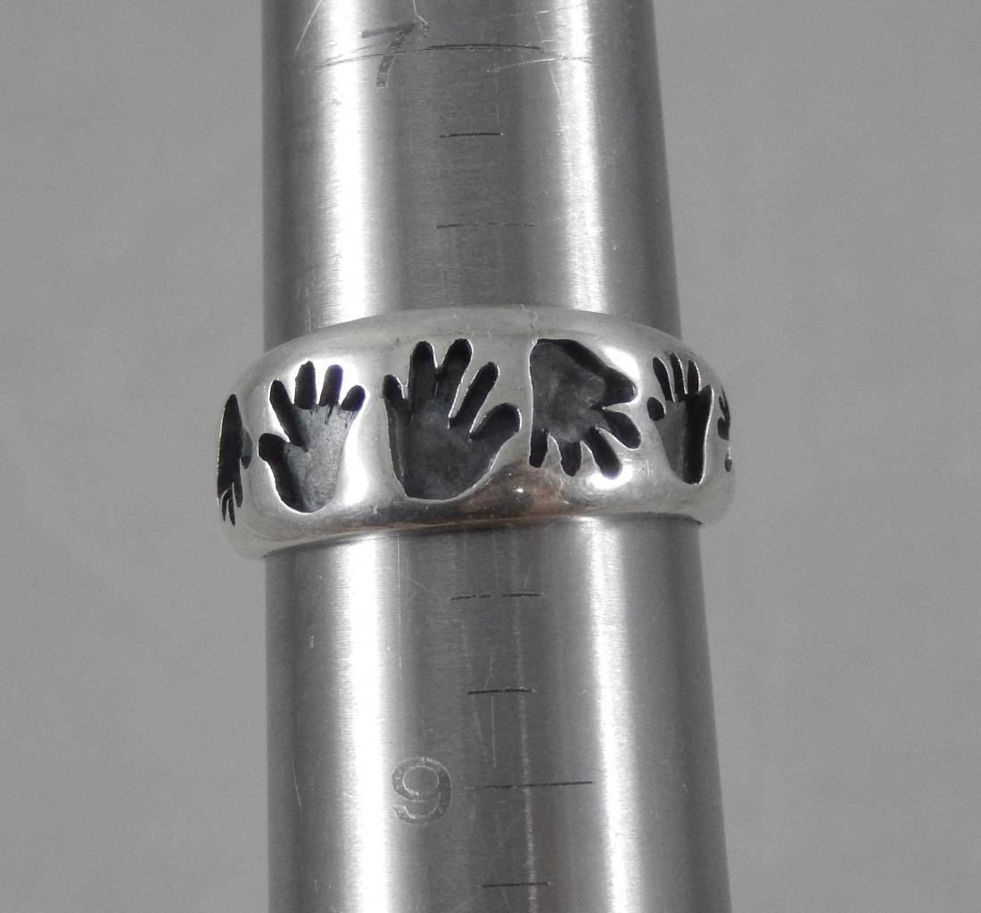 Vintage Solid Sterling Silver Hands Hand Petrogly… - image 2