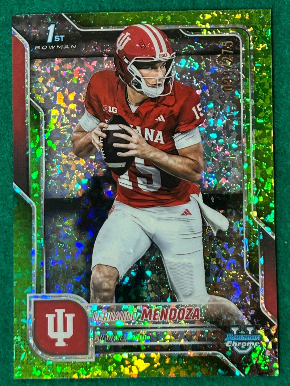 FERNANDO MENDOZA 2025 1st Bowman U Green Mini-Diamond Chrome #109 98/275 NM-MT