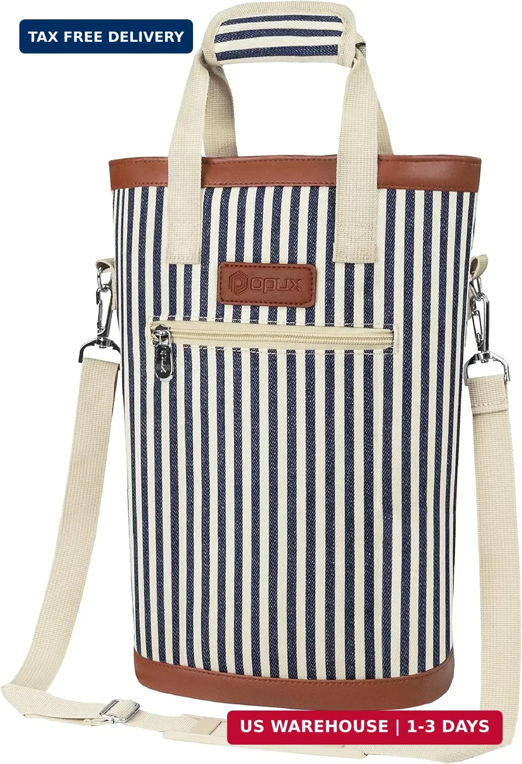 opux Two Bottle Wine Bag Carrier Tote, Insulated Leakproof 2
