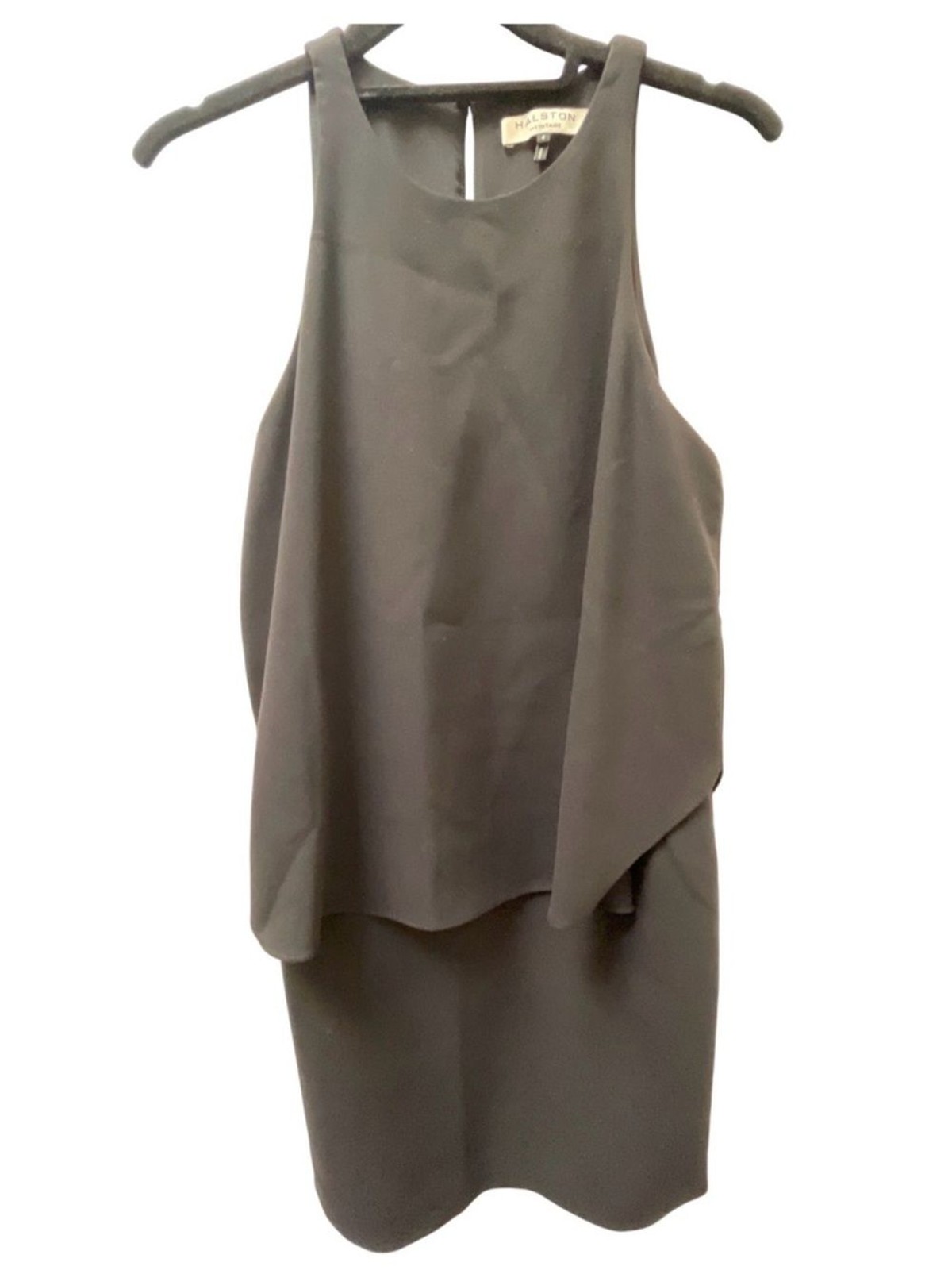 Halston Heritage Teardrop Drape Overlay Little Black Dress Size 4