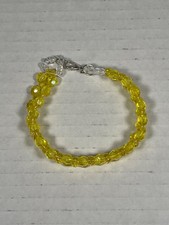 Yellow Cross Weave Acrylic Bead Bracelet ~7.5...