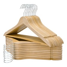 Wooden Hangers 20 Pack - Slim Natural Hangers with 360 Swivel Hook