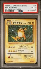 Pokemon PSA 2 Raichu #25 Holo Base Set No Rarity Symbol 1996 Japanese