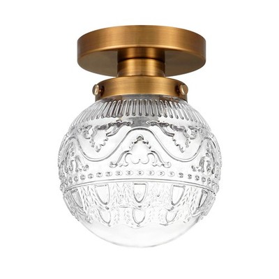 Small Semi Flush Mount Ceiling Light, Modern Globe Clear Glass Ceiling Light ...
