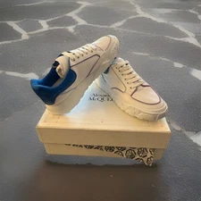 $540 Alexander McQueen White/Lake Blue Mousse sneakers men 44 (US size 10.5-11)