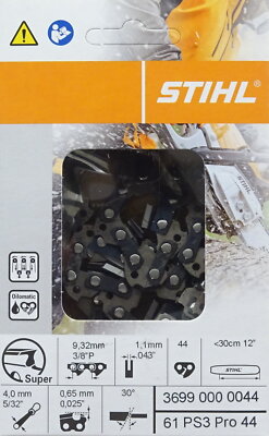 STIHL 30cm 3/8 1,1 Vollmeißel KETTE 61 PS3 PRO PICCO SUPER Sägekette 36990000044