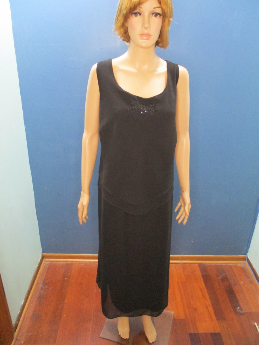 black semi formal plus size dresses sizw 22W semiformal two tiered lined sheath dress DANNY & NICOLE 5% ELASTANE