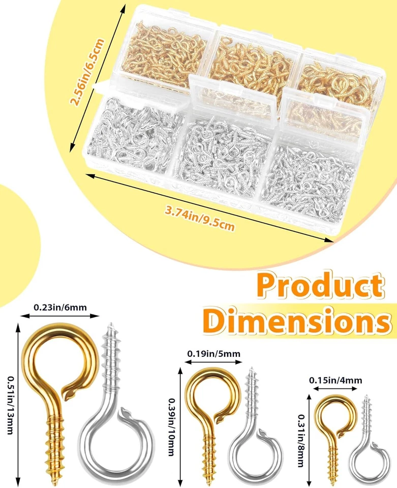 600 ШТ. Золотые Серебряные Маленькие Винтовые Заколки для Ювелирных Изделий Рукоделия Бусины Амулеты - Изображение 2 из 4