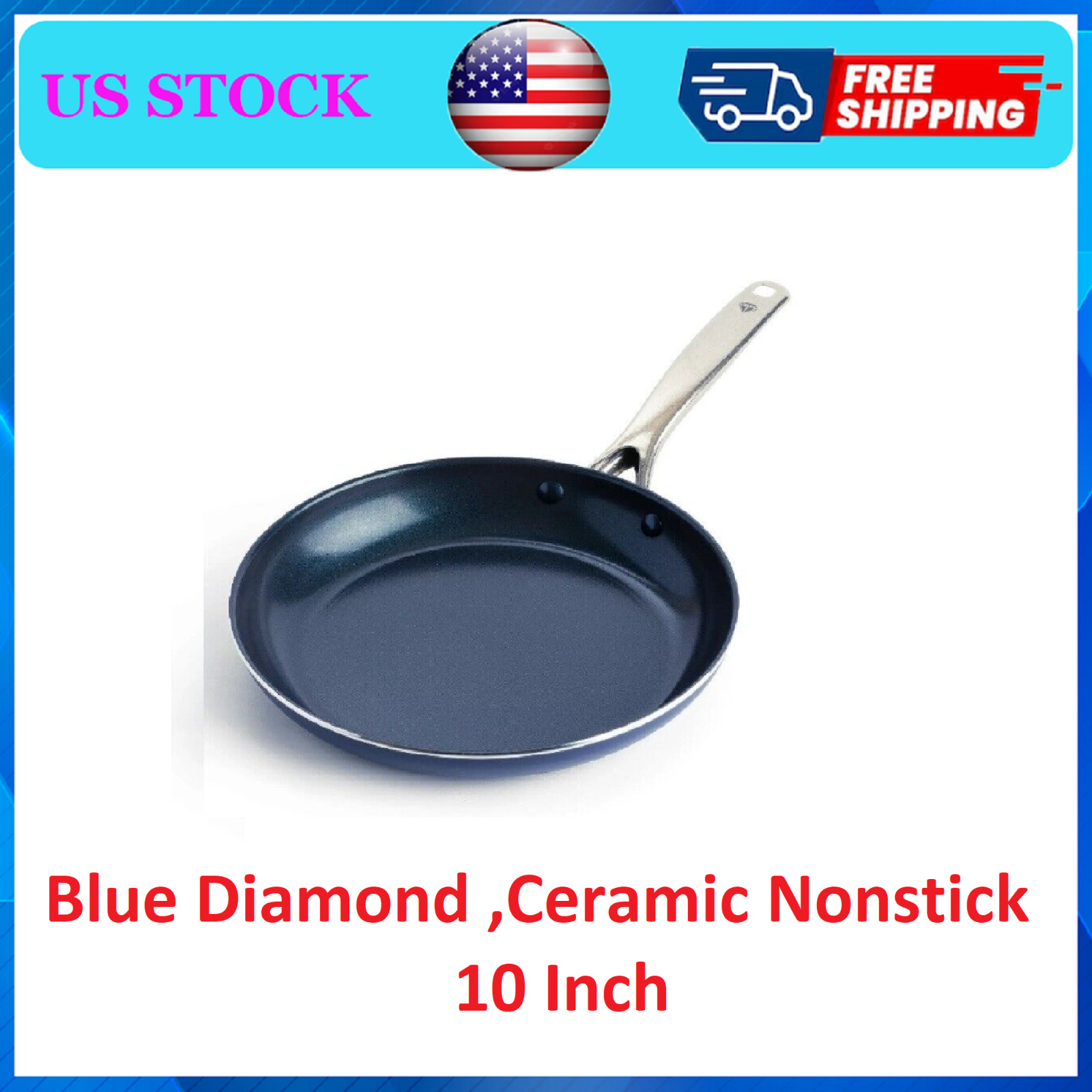 Blue Diamond Toxin Free Ceramic Nonstick Safe Open Frypan/Skillet, 10