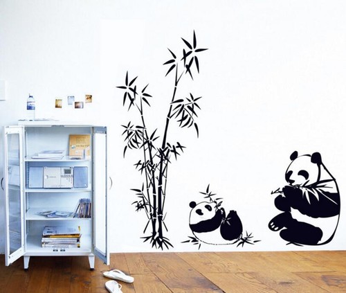 Lindas pegatinas de pared extraíbles con patrón de bambú panda para niños decoración del hogar EE. UU. - Imagen 1 de 5