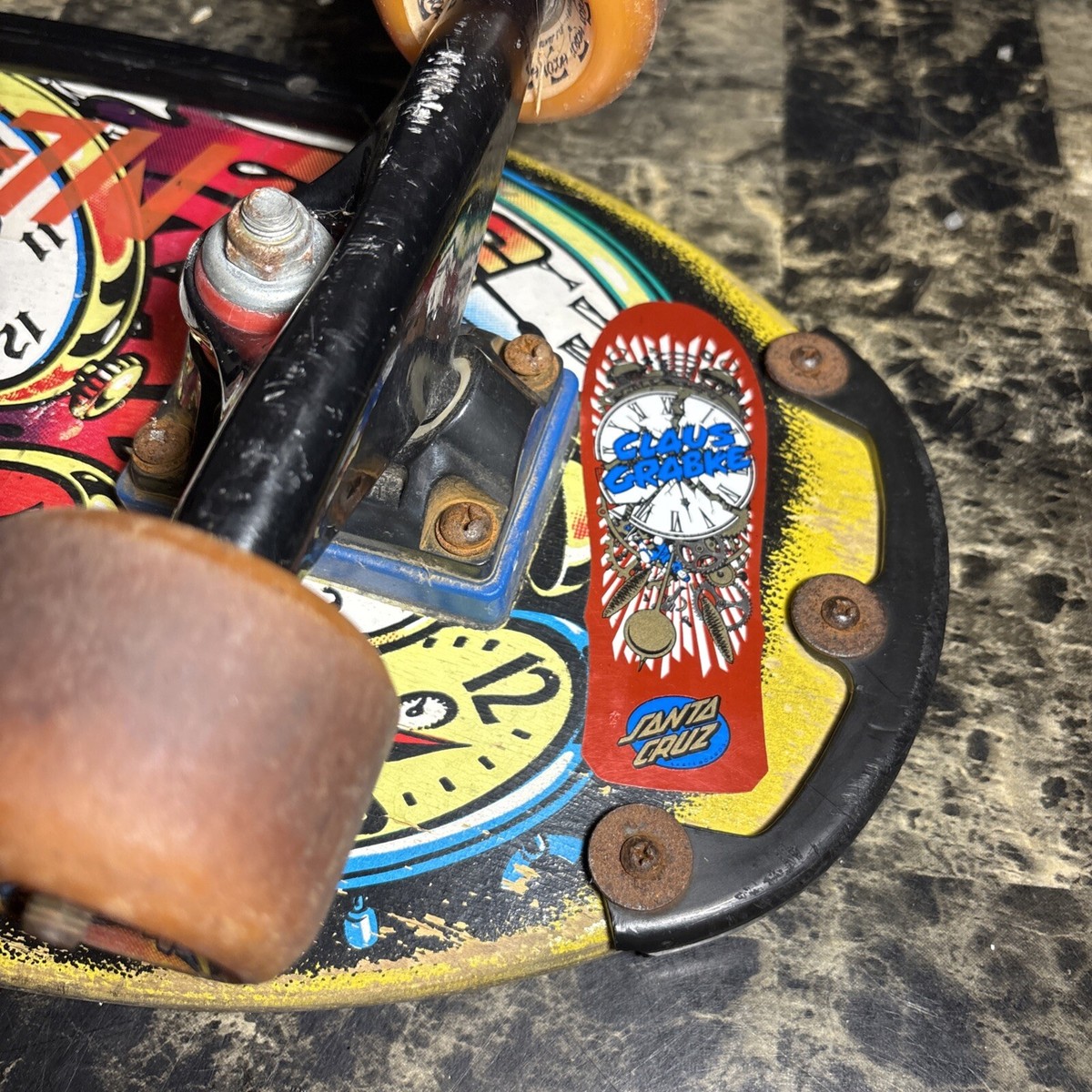 Vintage 1987 Santa Cruz Claus Grabke Melting Clocks Skateboard