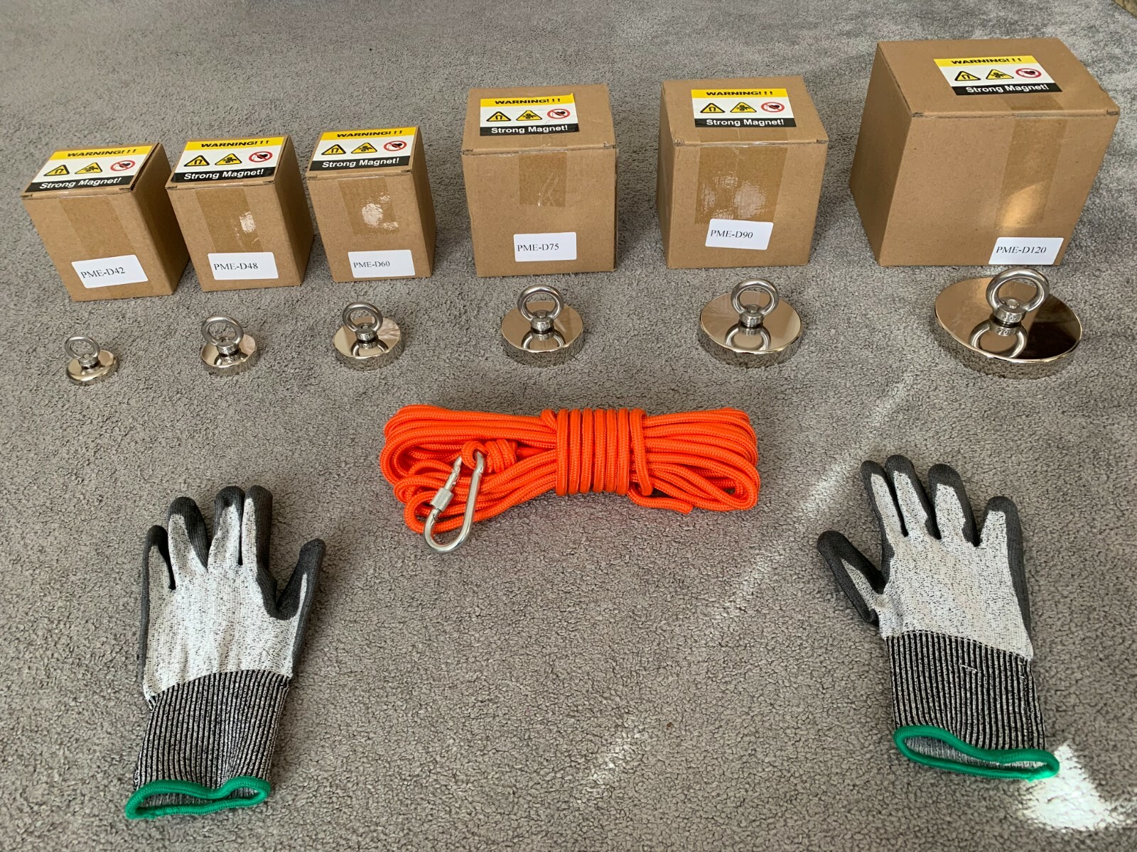 FISHING RECOVERY PULLING LIFTING KIT NEODYMIUM ROPE KARABINER