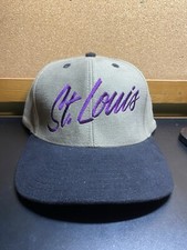 Vintage 1990s St. Louis Adjustable SnapBack Hat Grey Black