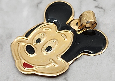 RARE Vintage 750 18k Gold & Enamel Mickey Mouse Pendant | eBay
