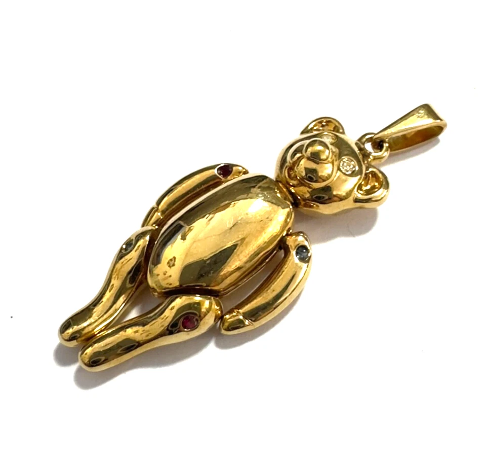 Pierre Lang PL Anhänger Teddybär Bär Zirkonia vergoldet 4,5cm bewegliche Glieder - Bild 4 von 4